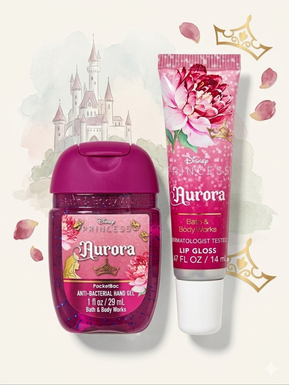 DISNEY x Bath & Body Works Aurora Pink Lip Gloss & Pocketbac